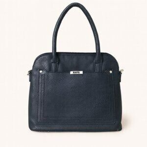 Vintage Roots Navy Satchel Mini Tote Bag Leather Top Handle Purse